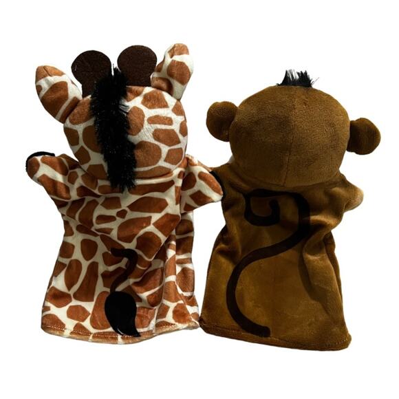 Melissa & Doug Safari Buddies Giraffe & Monkey Hand Puppets Plush Stuffed Animal - Picture 2 of 6